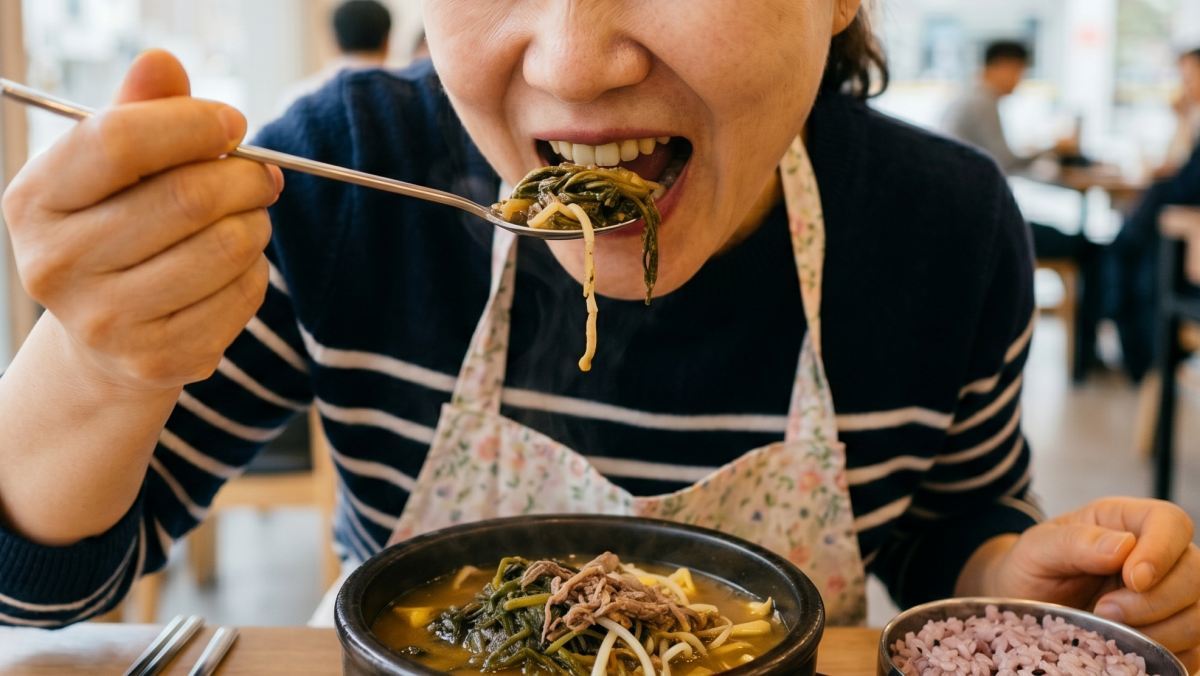 シレギヘジャングッを食べる人の写真（AI生成）