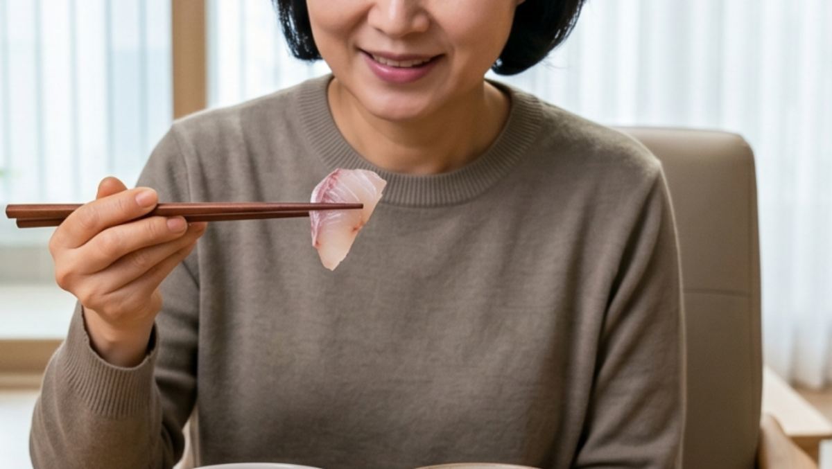 刺身を食べる人の資料写真（AI生成）