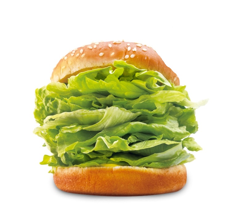 ほぼレタスだけを詰めたレタスバーガーの写真