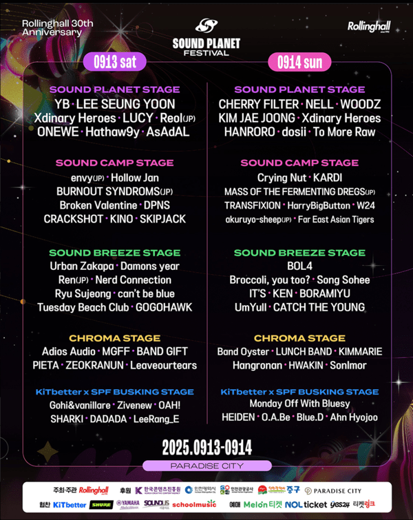 Sound Planet lineup from 2025