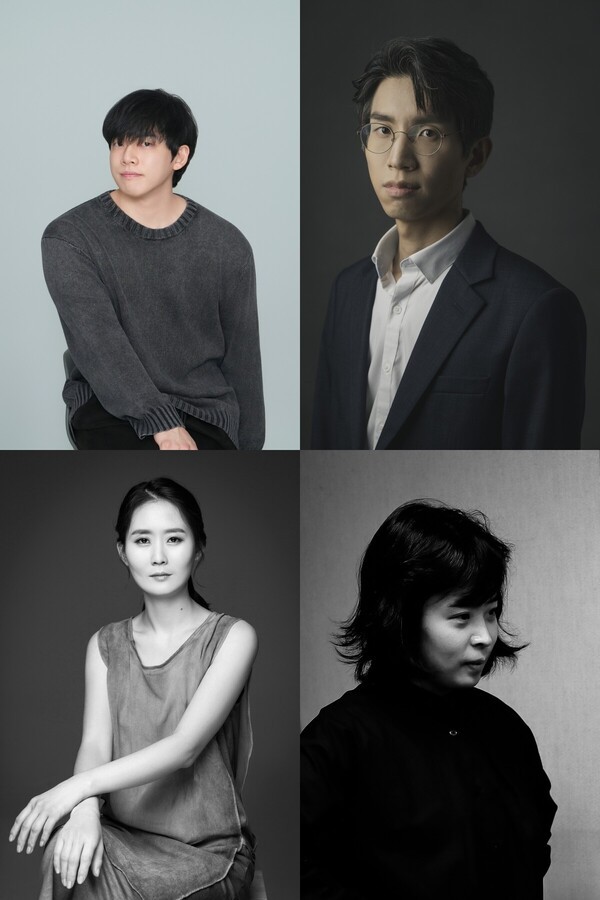 創作楽団企画公演「水作Ⅱ」作曲家、上段左からキム・ヨンサン、キム・サンウク、下段左からイ・イェジン、ラ・イェソン。写真=国立国楽院
