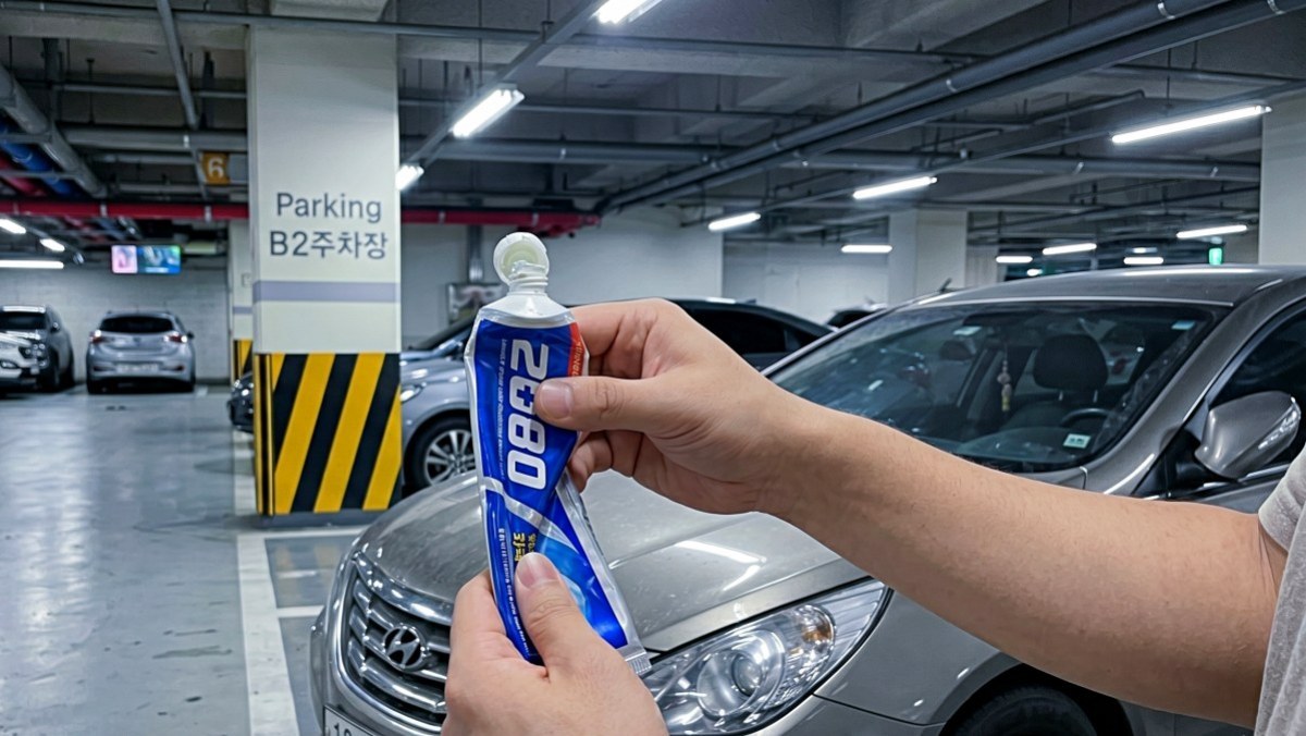 ほぼ使い切った歯磨き粉を車に…?のイメージ