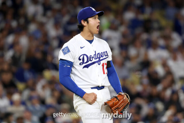 大谷が14日サンフランシスコ・ジャイアンツ戦で三振を奪って吠えている。