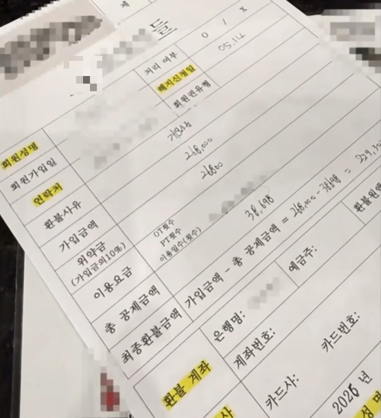 ヘルスジムの返金書類
