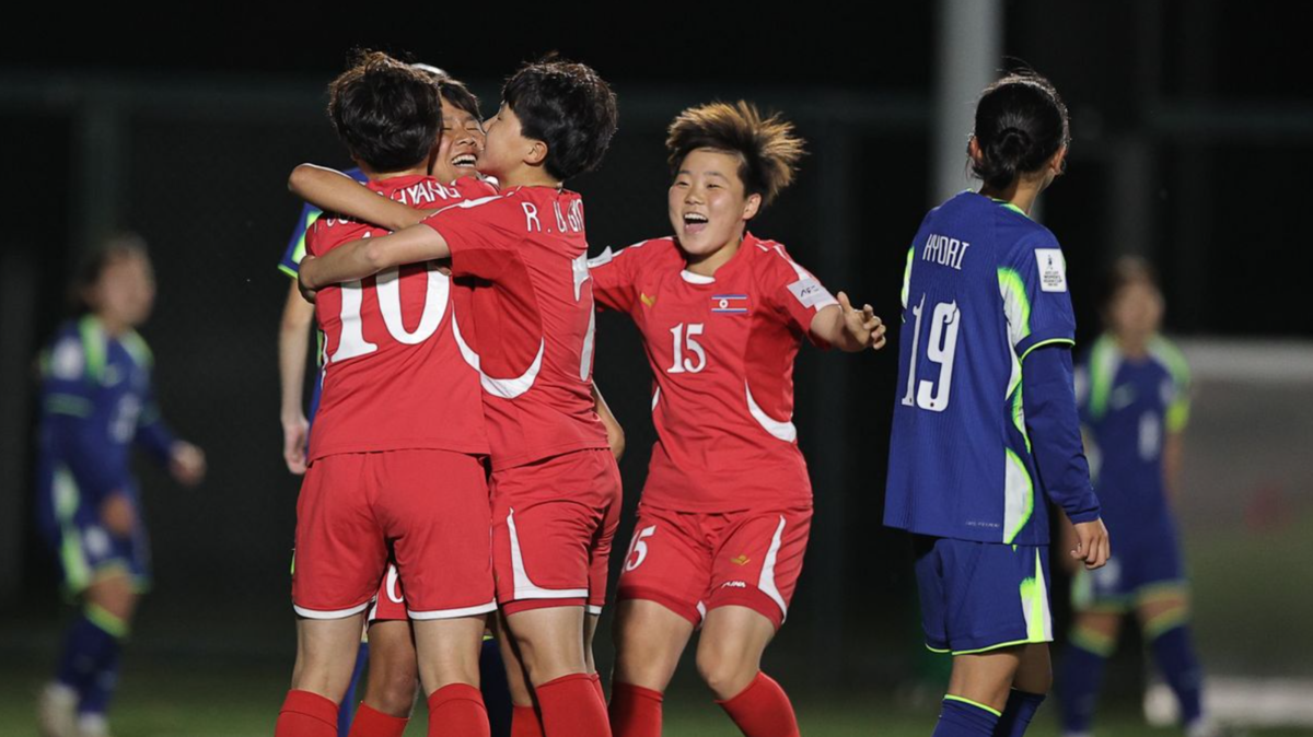 8日午後、中国・蘇州で行われたAFC U-17女子アジアカップ、韓国対北朝鮮の試合の様子。AFC公式サイトのキャプチャー