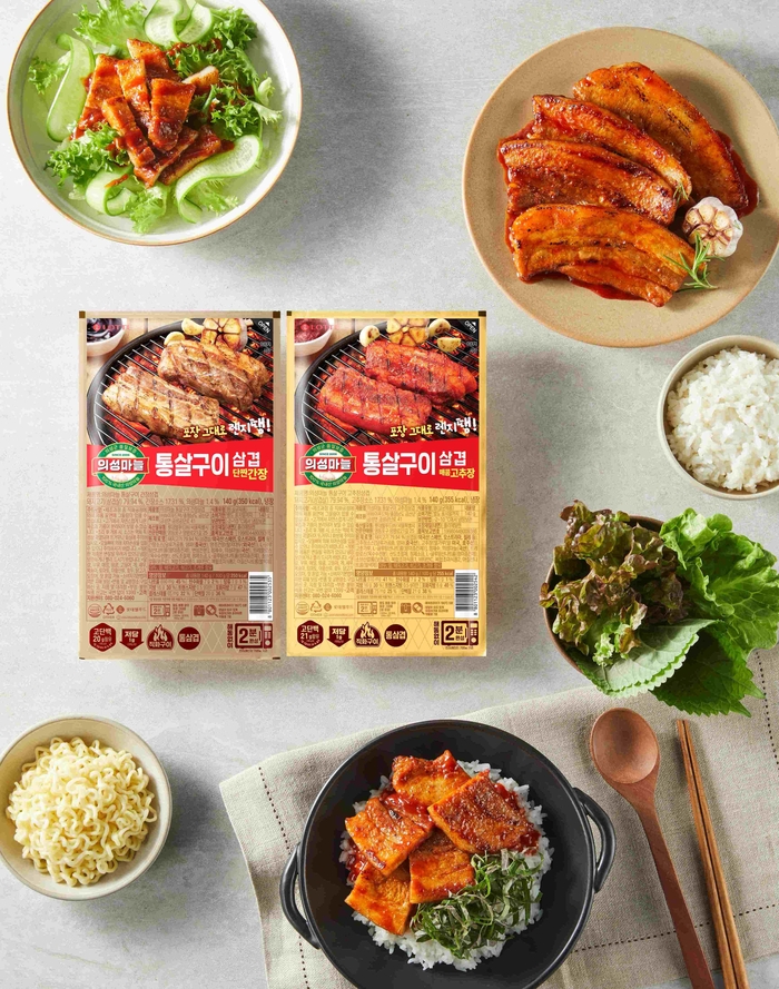 義城にんにくの丸ごとグリル サムギョプサル2種。写真｜ロッテウェルフード