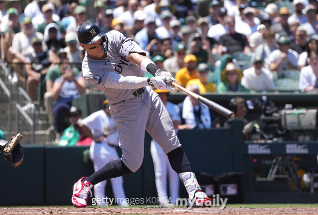 MLB ニューヨーク・ヤンキースのアーロン・ジャッジが6月3日（韓国時間）に行われたクリーブランド・ガーディアンズとのホームゲームを欠場した。/ゲッティイメージズコリア