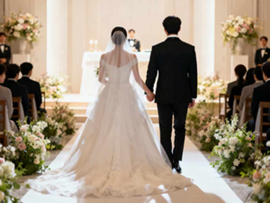 結婚式の場所で揺れるカップルの運命