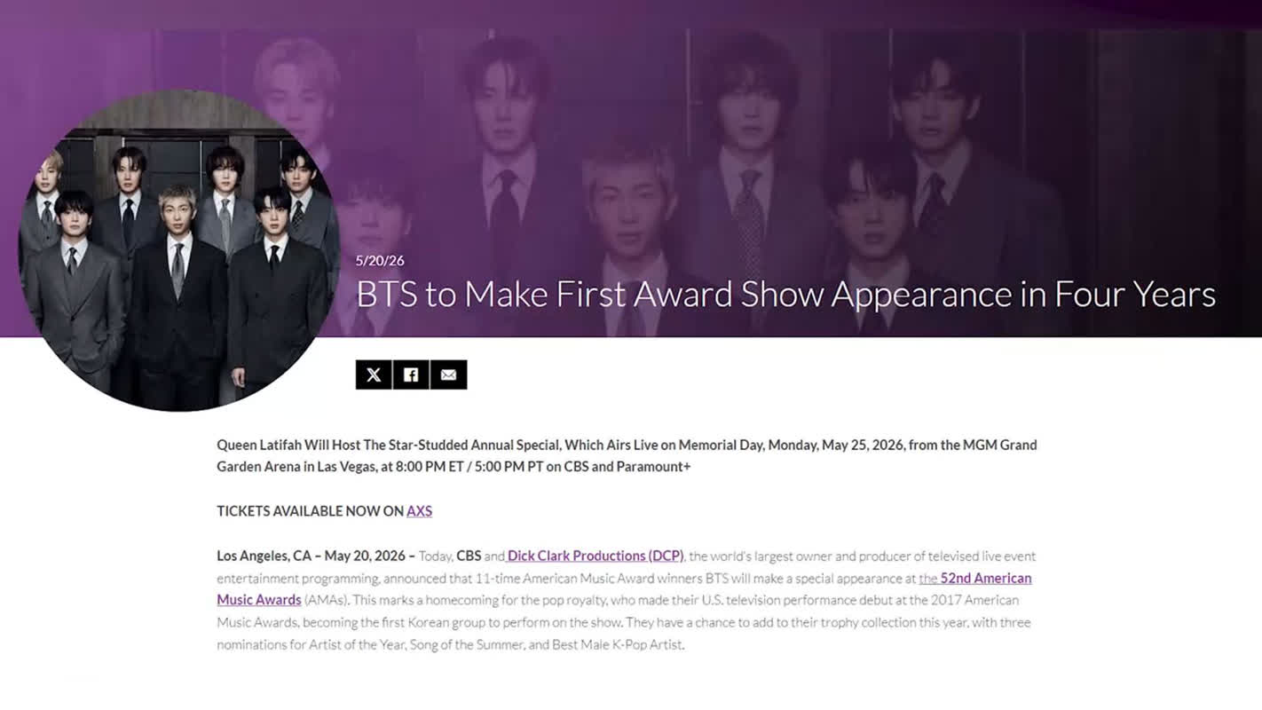 BTS Faces Taylor Swift for Top Prize at the American Music Awards